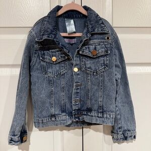 Girl's Acid Wash Dark/Medium Wash Denim Button Up Studded Jacket Size 6